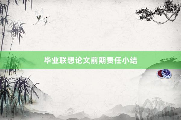 毕业联想论文前期责任小结