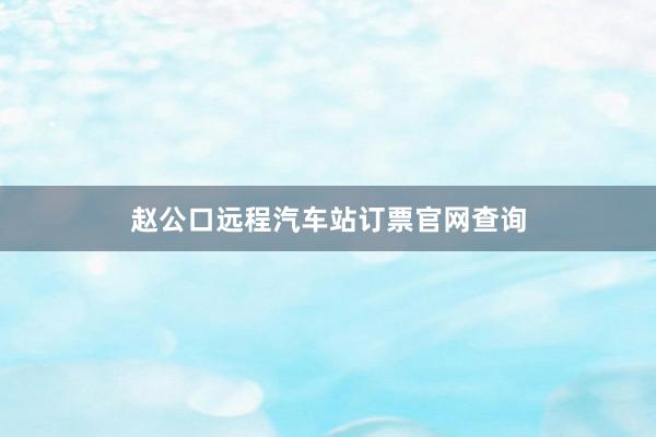 赵公口远程汽车站订票官网查询