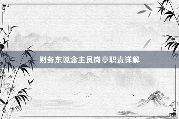 财务东说念主员岗亭职责详解
